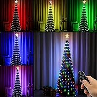 Christmas Tree with Lights, 6ft Artificial Collapsible Christmas Tree with Star Tree Topper and 314 LED Color Changing Lights, 18 Lighting Modes, Remote Control & Timer Function, Easy Assembly