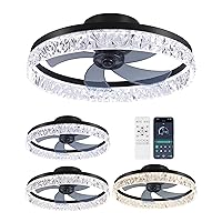 Ceiling Fans with Lights , Low Profile with APP& Remote Control, 6-Speed Reversible for All Seaons, Stepless Dimming 3-Color LED, Quiet AC/DC Motor with Timer, Ideal for Bedroom, Living Room, Kitchen
