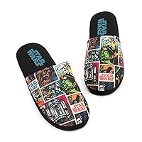 STAR WARS Slippers Mens Adults Comic Slip-On Black House Shoes