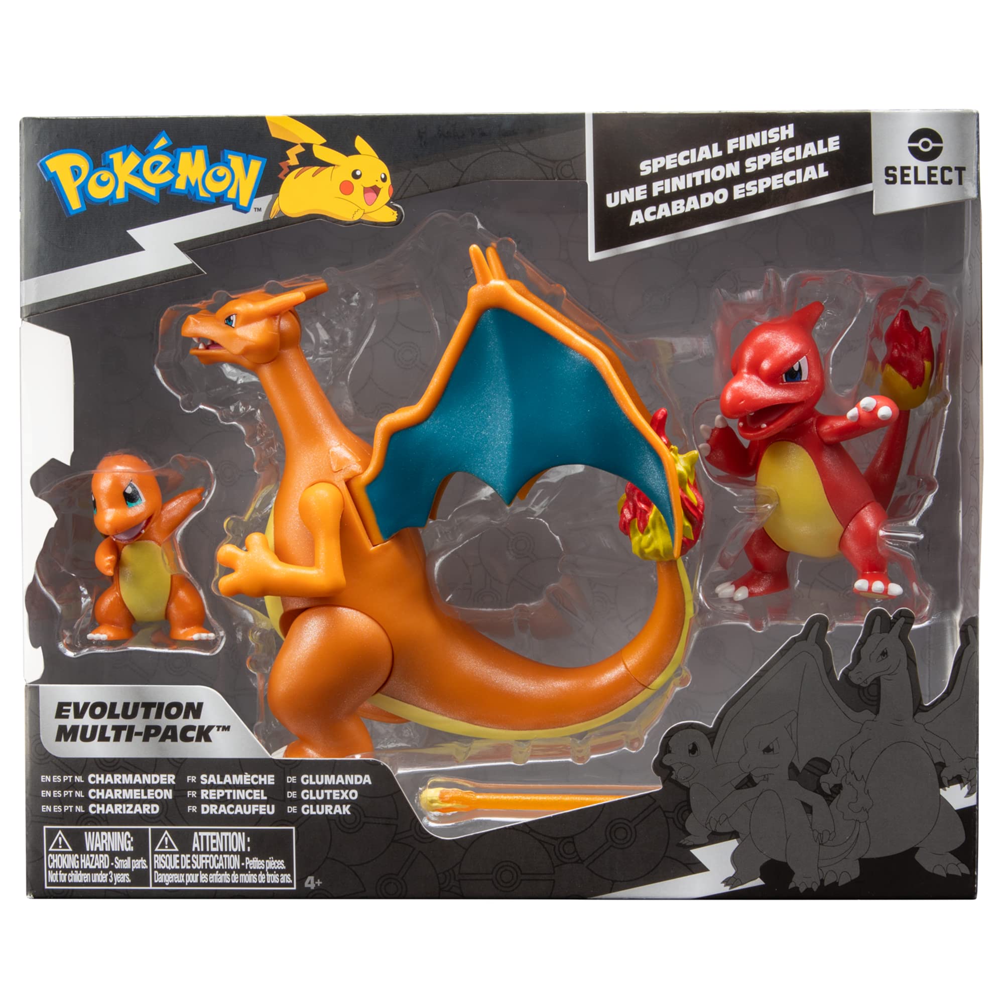 Pokemon Select Evolution 3 Pack - Features 2-Inch Charmander, 3-Inch Charmeleon and 4.5-Inch Charizard Battle Figures