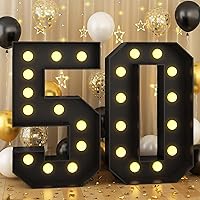 Marquee Numbers 50 4ft Light up Numbers Black Large Number with Lights for 50th Birthday Party Decorations Giant LED Mosaic Frame Sign Letter 50 Cardboard Pre-Cut Foam Board Diy Anniversary Decor