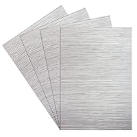 Kitchen PVC Placemats - Dining Room Heat Insulation Stain-Resistant Eat Mats for Table - Rectangle Washable Recycled Non-Slip Woven Plastic Vinyl Simple Style Place Mats,Set of 12,Silver