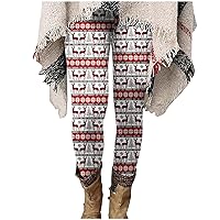 Snowflake Christmas Tree Warm Leggings Sherpa Fleece Lined Tummy Control Slim Pants High Waist Workout Soft Tights