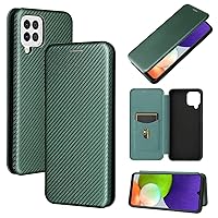 for Samsung Galaxy A22 4G Flip Case,Carbon Fiber PU + TPU Hybrid Case Shockproof Wallet Case Cover with Strap,Kickstand