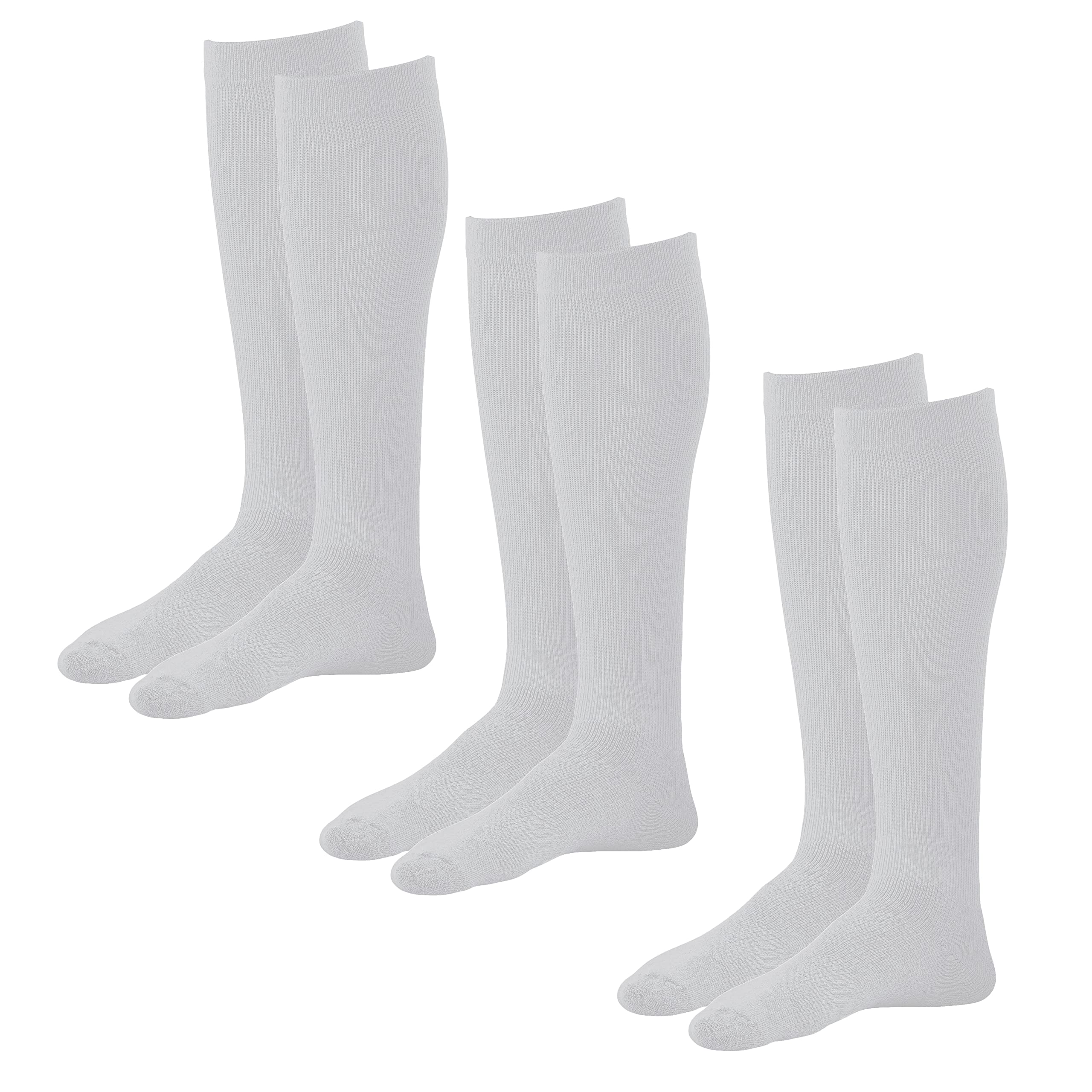 Ames Walker AW Style 632 Diabetic 8-15 mmHg Mild Compression Knee High Socks (3-Pack) Medium White