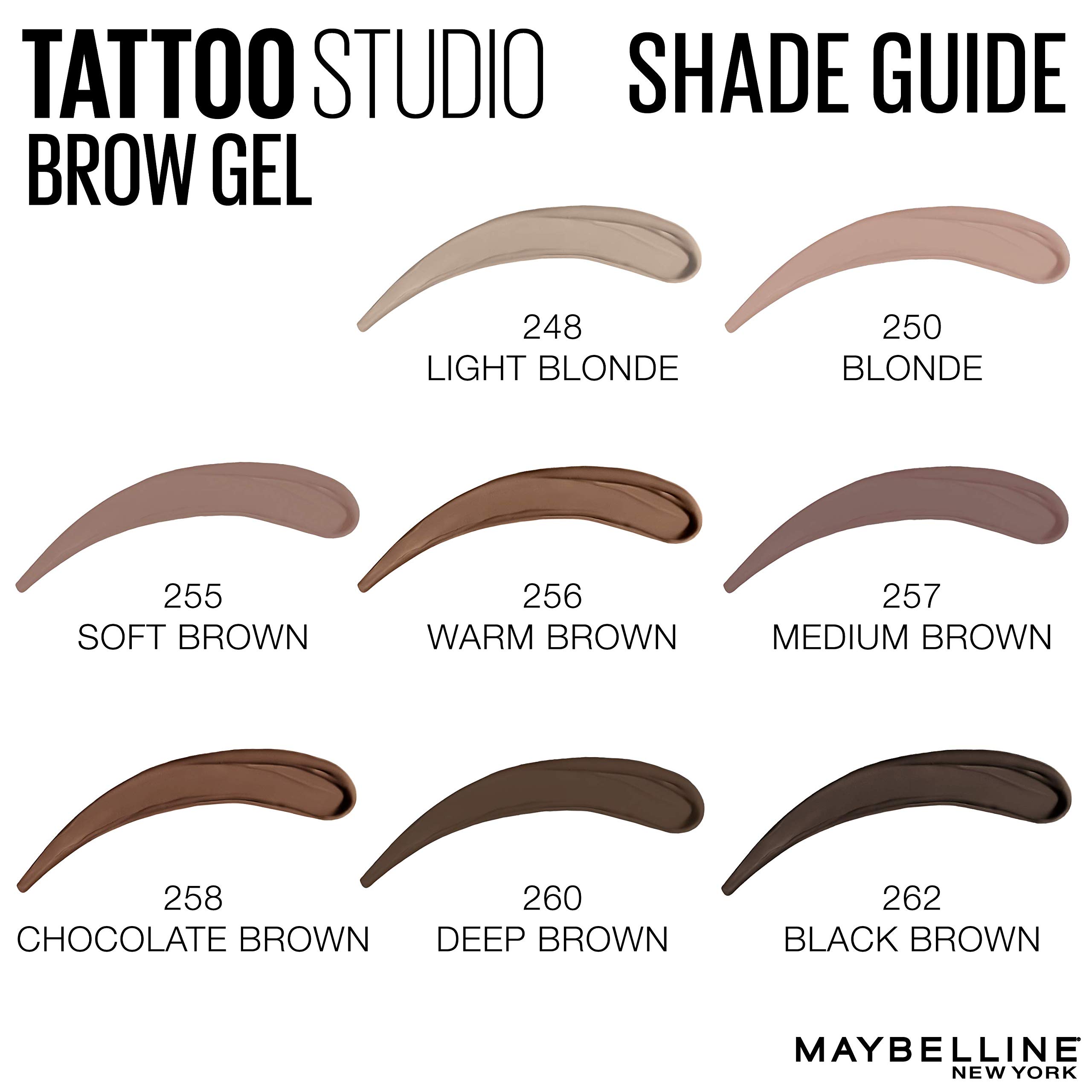 Maybelline TattooStudio Waterproof Eyebrow Gel Makeup, Deep Brown, 1 Count