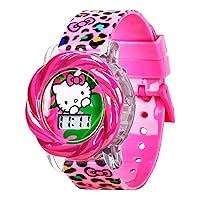 Hello Kitty LCD Watch for Girls with Flashing LED Lightshow - Vivid Pink Strap, Iconic Hello Kitty Design, Fun Time-Teaching Accessory