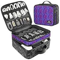 MATEIN Cable Organizer, Waterproof Electronic Organizer Travel Case with Adjustable Divider, Shockproof Charger Organizer Travel Electronic Accessory, Cord Organizer Travel, Tech Bag, SD Card, Purple