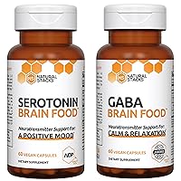 NATURAL STACKS Serotonin & GABA Brain Food Bundle - Promotes a Positive Mood & Calmness - 120 Pieces