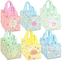 12PCS Happy Easter Egg Hunt Bags Easter Bunny Chick Egg Metallic Printing Gift / Treat Bags with Handles, Bags, Multifunctional Non-Woven Bags for Gifts Wrapping, Party Supplies , 8.3×7.9×5.9inch