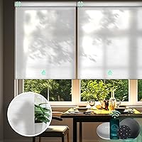 Yoolax Motorized Blinds with Remote, Light Filtering Smart Shades Work with Alexa Google Home, Automatic Blinds for Windows Custom Blinds for Living Room（50% Blackout Jacquard White）