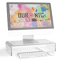 Duronic Monitor Stand Riser DM053 | Laptop and Screen Stand for Desktop | Clear Acrylic | Support for a TV or PC Computer Monitor | Ergonomic Office Desk Shelf | 66lbs Capacity | 20-inch
