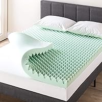4 Inch Egg Crate Memory Foam Mattress Topper with Calming Aloe Infusion, CertiPUR-US Certified, Full, Green