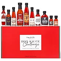 Thoughtfully Gourmet, Hot Sauce Challenge Set, Hot Sauce Variety Pack Includes Hot Sauces from Mild To Extreme Flavors, Unique Gifts for Men, Set of 10