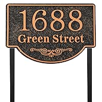 Personalized Address Sign LAWN MOUNTED Large Options - Metal House Number Sign Plaque,Address Plaque for Yard,Lawn,Garden,Street,Drive Way - House Address Numbers for Outside House 911 Visibility with