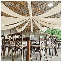 Ceiling Drapes 6 Panels 5ftx30ft Wedding Arch Draping Fabric Ivory Chiffon Wedding Drapes Outdoor Party Decorations with 4 Inches Rod Pocket