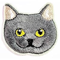 Kleenplus Mini Cute Cat Face Cartoon Patch Kitten Sticker Craft Patches DIY Applique Embroidered Sew Iron on Patch Emblem Clothing Costume Accessory Sewing