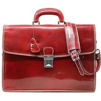 Floto Luggage Milano Brief Leather Laptop Sleeve, Red, Medium