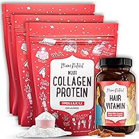 Buy 3 Multi Collagen Protein & get 1 Hair Vitamin Free - Hair Growth & Collagen Bundle for Skin, Hair & Nails - Premium Hair Vitamins for Women Made with Organic Ingredients