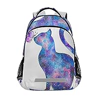 ALAZA Galaxy Cat With Butterfly Backpack Purse for Women Men Personalized Laptop Notebook Tablet School Bag Stylish Casual Daypack, 13 14 15.6 inch