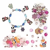 Baker Ross FC283 Winter Woodland Charm Bracelet Kits - Pack of 3, Perfect for Kids Jeweler Making, Bead Art or Birthday Party Craft Activities, Xmas Craft Gifts for Girls