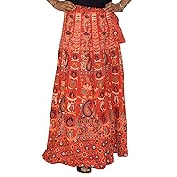 Marusthali Cotton Wrap Around Long Skirt Dress Indian Ethnic Rapron Hippie Boho Gypsy Red