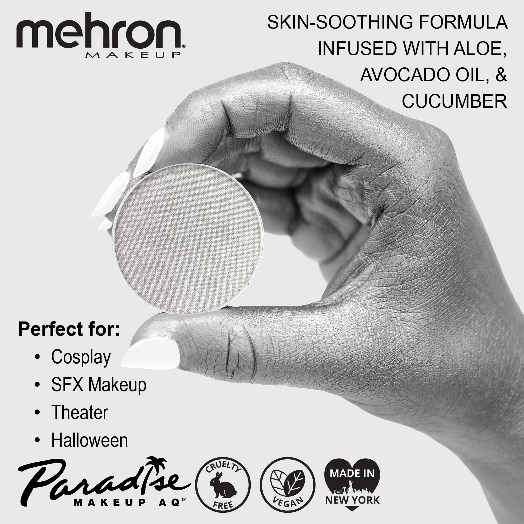 Mehron Makeup Paradise Makeup AQ Refill (.25 oz) (Metallic Silver)
