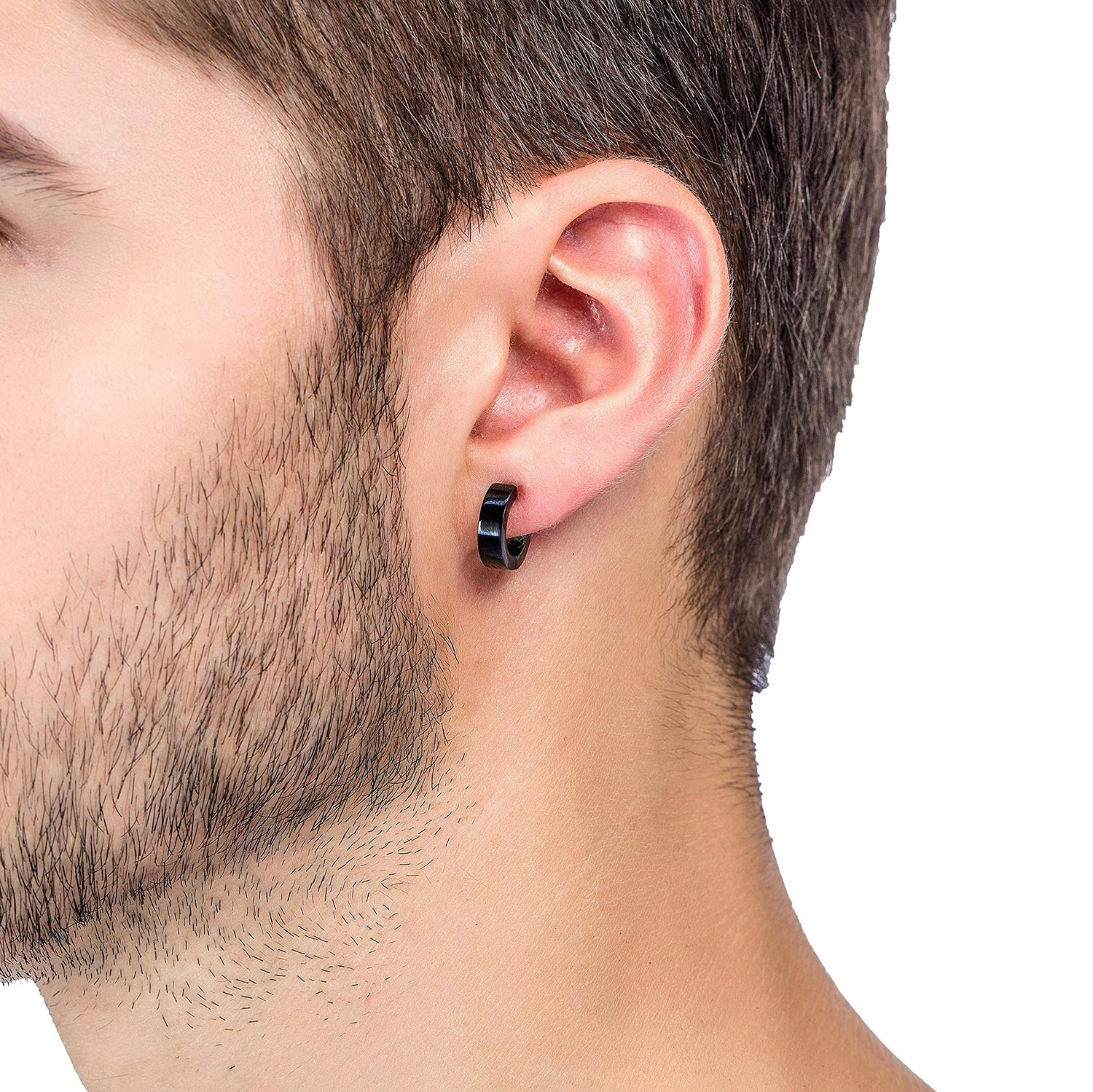 RIOSO Magnetic Stud Earrings for Men Women Stainless Steel Hoop Cross Non Piercing Fake Gauges Earring Black CZ Hypoallergenic Magnet Earring Set