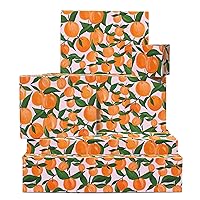 CENTRAL 23 Fruit Wrapping Paper - 6 Sheets of Birthday Gift Wrap with Tags - Orange - Recyclable Wrapping Paper for Men Women Girls Boys - Comes with Stickers