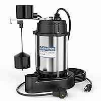 AQUASTRONG 1/2 HP Sump Pump Submersible, 3830 GPH Stainless Steel and Cast Iron Basement Water Pump, Automatic Integrated Vertical Float Switch with Piggy-back Plug,1-1/2