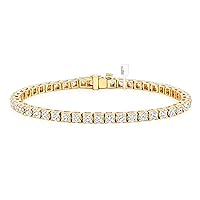 Diamond Wish 14k Gold Round Cut Diamond Tennis Link Bracelets 4-Prong (1 1/2ct-15 cttw, J-K, I2-I3)