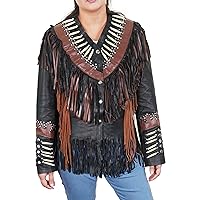 LP-FACON Women’s Western Traditional Western Jackets For Women - Western Fringe Native American Patchwork Jacket