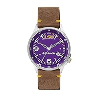 Columbia Canyon Ridge LSU Tigers Men's Watch with Saddle Color Leather Strap