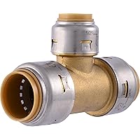 SharkBite Max 3/4 Inch x 3/4 Inch x 1/2 Inch Reducing Tee, Push To Connect Brass Plumbing Fitting, PEX Pipe, Copper, CPVC, PE-RT, HDPE, UR412A