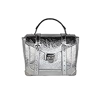 Michael Kors Manhattan Medium Top Handle Bag School Satchel (Silver)