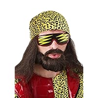 Fun Costumes WWE Macho Man Randy Savage Fake Beard and Wig Kit with Macho Man Sunglasses Standard