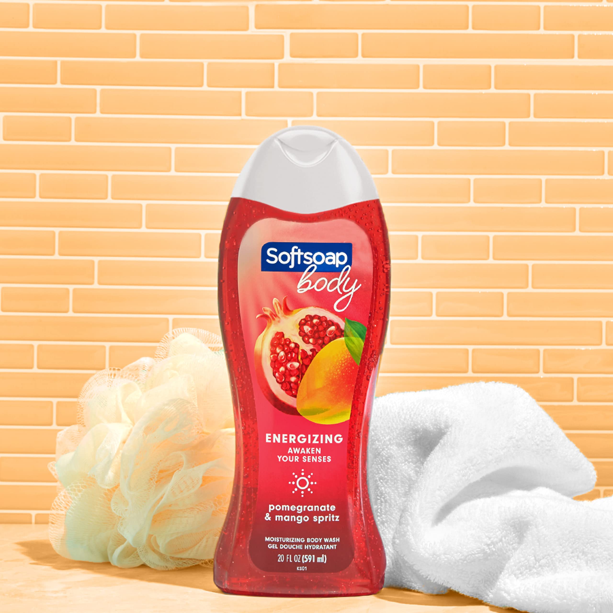 Softsoap Body Wash, Pomegranate & Mango Spritz Body Wash, 20 Fl Oz (Pack of 4)