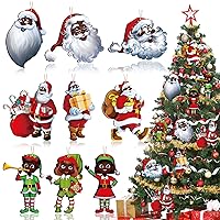 27 Pcs African American Santa Claus Ornaments Black Santa Claus Decoration Wooden Christmas Tree Ornaments Hanging Traditional Elf African American Santa Claus for Xmas Christmas Party Decor