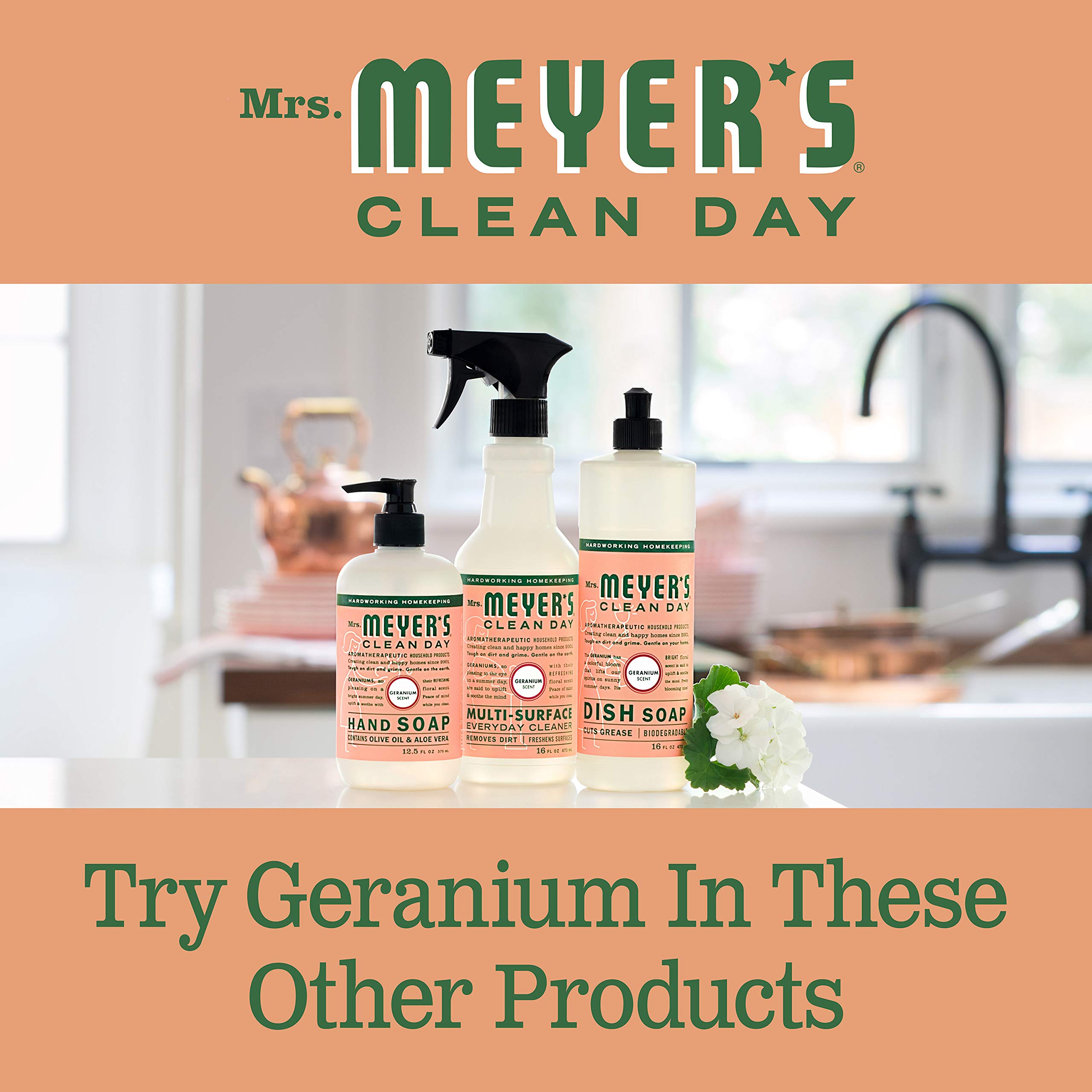 Mrs. Meyer's Liquid Dish Soap, Biodegradable Formula, Geranium, 16 fl. oz