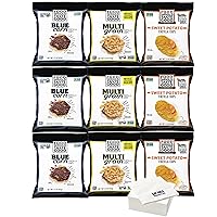 Food Should Taste Good Tortilla Chips Variety Pack, 1.5 ounce (Pack of 9) with Bay Area Marketplace Napkins (Variety)