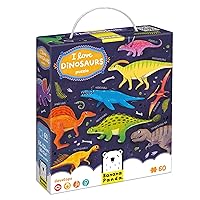 I Love Dinosaurs Kids Floor Puzzle - Includes 60 Large Jigsaw Pieces with a Completed Size of 26” x 12.6” - Artistic Illustration Features Names of Real Dinosaurs - for Ages 4 Years and up