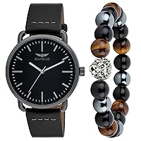 Gianello Mens Watch and Jewelry Set Watch + Bracelet Combo Watches for Men Luxury Wrist Watch Gifts for Dad Boyfriend