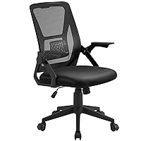 VECELO Mid-Back Swivel Ergonomic Office Chair with Adjustable Arms Mesh Lumbar Support for Computer Task Work, Black