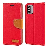 for Nokia G310 5G Case, Oxford Leather Wallet Case with Soft TPU Back Cover Magnet Flip Case for Nokia G310 5G (6.52”) Red