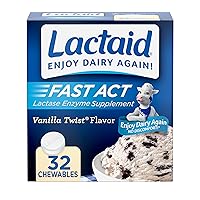 Fast Act Lactose Intolerance Chewables with Enzymes, Vanilla Twist, 32 Count