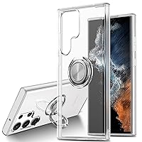 for Samsung Galaxy S24 Ultra Case Clear, Crystal Clear for Galaxy S24 Ultra Case Women Girls Clear Soft TPU Silicone Slim Shockproof Cover with Ring Stand Kickstand Support Magnetic Car Mount