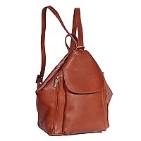 Womens Genuine Brown Leather Backpack Casual Walking Cycling Cosmetic Books Bag - A57, Brown, L