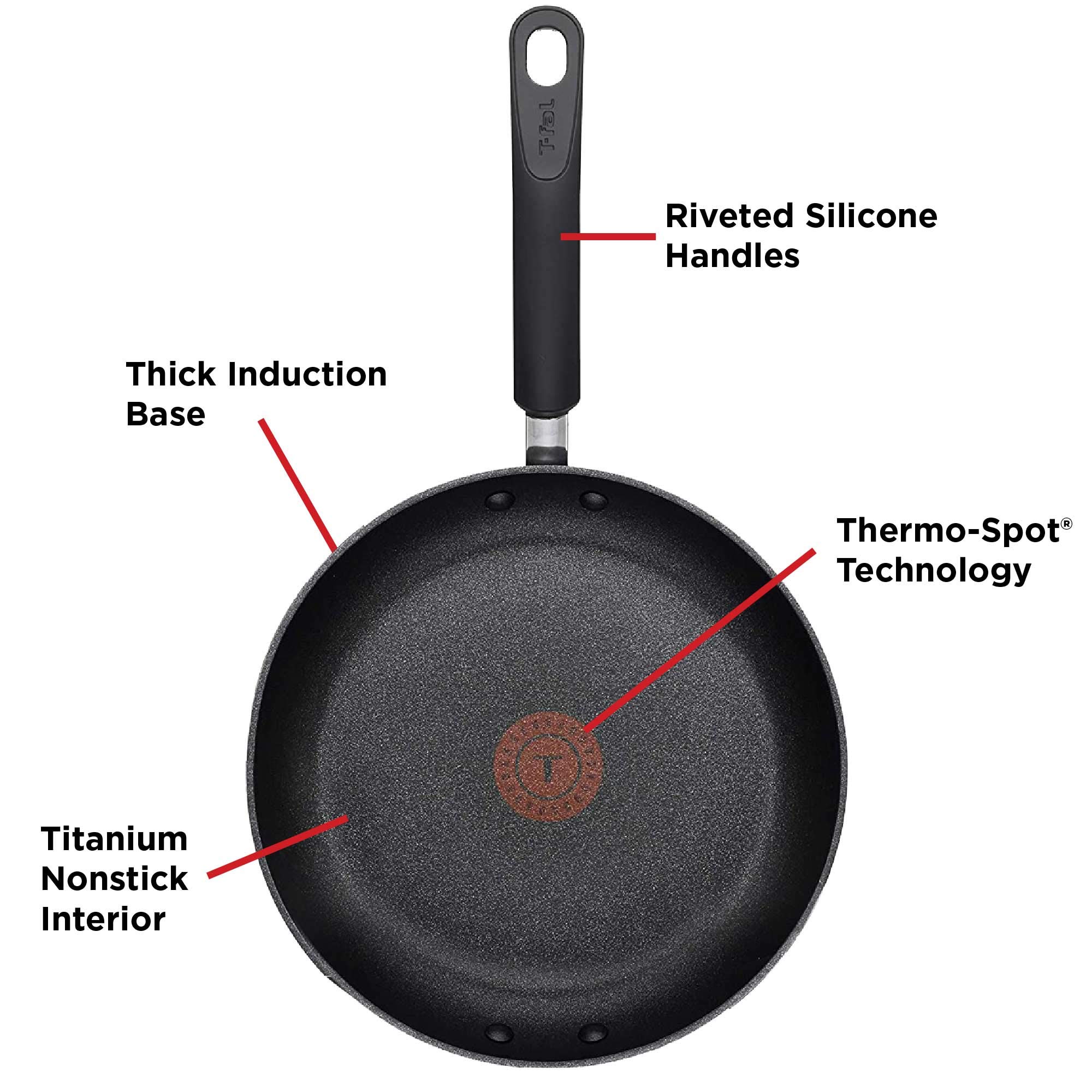 T-fal Experience Nonstick Fry Pan 12.5 inch Induction Cookware, Pots and Pans, Dishwasher Safe Black