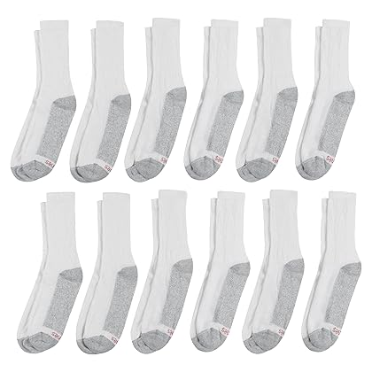 Hanes Men's Double Tough Crew Socks, 12-Pair Pack