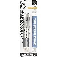G-301 Retractable Gel Ink Pen, Stainless Steel Barrel, Medium Point, 0.7mm, Black Ink, 2-Pack